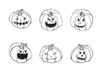 Halloween set with pumpkins