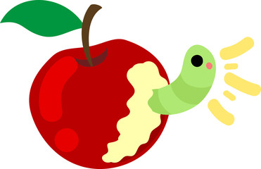 A cute little caterpillar and an apple