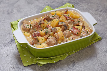Potato stew with pork and mushrooms
