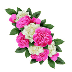 Pink and white peonies flowers arrangement