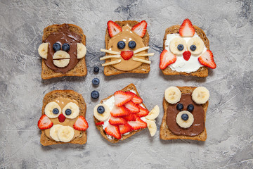 Funny animal faces toasts