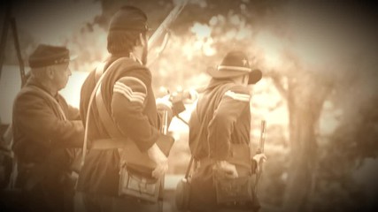 Civil War soldiers performing reloads during war (Archive Footage Version)