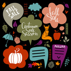 Fall, autumn sale design elements set