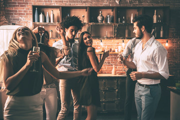 Carefree dance with friends. 