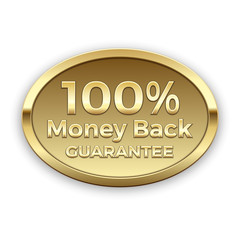 100% money back guarantee golden badge, vector