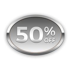 50% off silver badge, vector