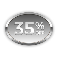 35% off silver badge, vector
