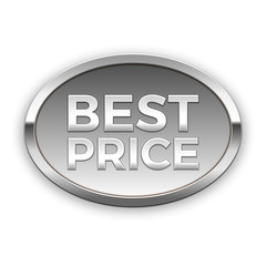 Best price, silver badge, vector