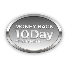 10 day money back guarantee, silver badge, vector