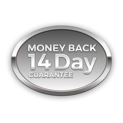 14 day money back guarantee, silver badge, vector