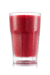 Raspberry and strawberry smoothie in glass