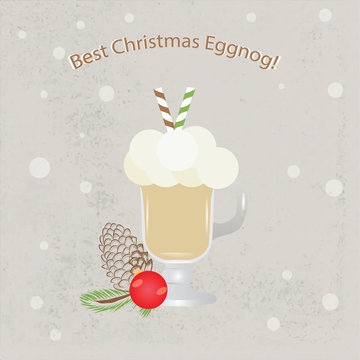 Christmas Booklet Egg Nog On A Gray Grunge Background Advertising Hot Drinks For Cafes Restaurants And Markets