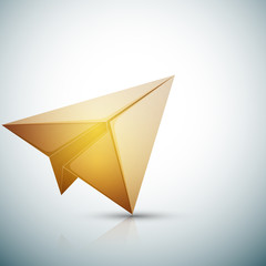 Golden folded airplane