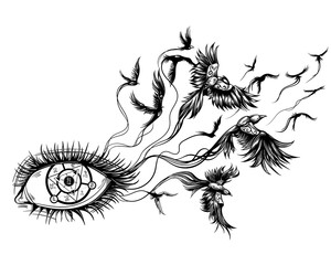 magic eye, from which jets ravens, characters do not mean anything, it's just squiggles