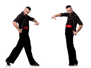 Spanish dancer in various poses on white