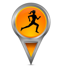 Map pointer with female jogger
