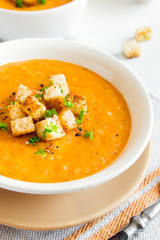 Vegetable soup with croutons