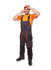 Man in uniform with mobile phone