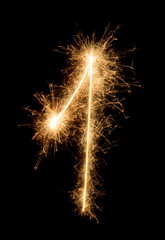digit one made of sparklers