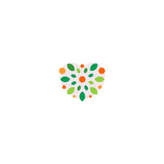 Isolated abstract colorful heart shape logo. Floral element logotype.  petals decorative sign. Valentines day symbol. Romantic love icon. Vector illustration.