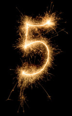 digit five made of sparklers