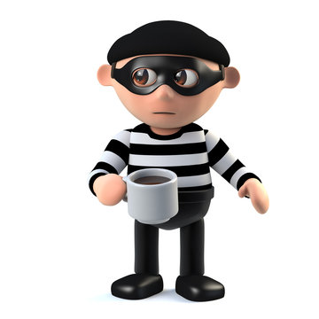 3d Burglar takes a coffee break