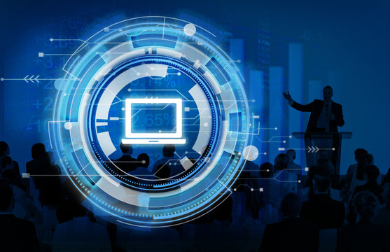 Digital Blue Hud Interface Laptop Concept