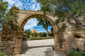 Fototapeta na wymiar View of one of the gates in Alcazaba of Almeria (Almeria Castle) on a beautiful day, horizontal, Spain