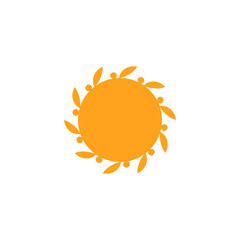 Vector isolated sun logo design template. Abstract dots symbol. Round unusual shape.