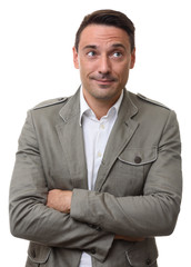 thinking man looking side