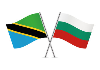 Tanzania and Bulgarian flags. Vector illustration.