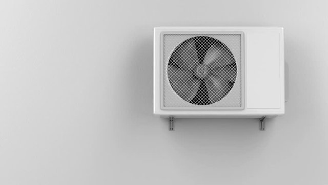 Air conditioner on grey wall
