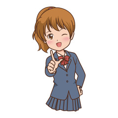 女の子　指指し　イラスト