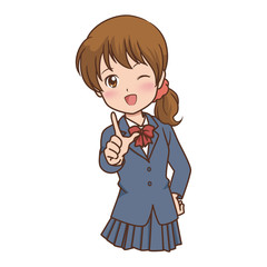 女の子　指指し　イラスト