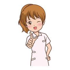 女性　指差し　イラスト