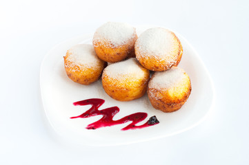 round donuts on a plate.some fresh home-baked donut-round close-up.