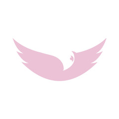 Isolated abstract purple color bird element logo. Spreading wings with feathers logotype. Flight icon. Air sign. Vector  illustration. Airline symbol.
