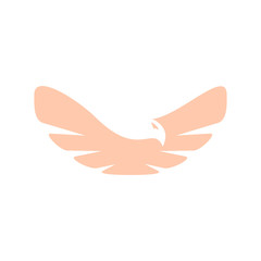 Isolated abstract pink color bird element logo. Spreading wings with feathers logotype. Flight icon. Air sign. Vector  illustration. Airline symbol.