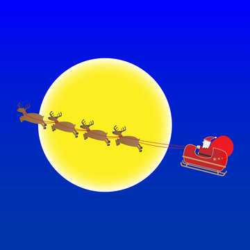 Santa Claus and Rendier in the sky over the moon  - best for chr