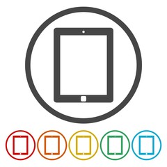 Tablet PC. Single flat icon on the circle