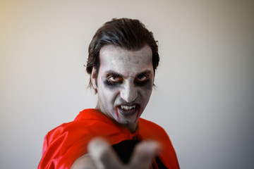 Man dressed as a vampire for Halloween