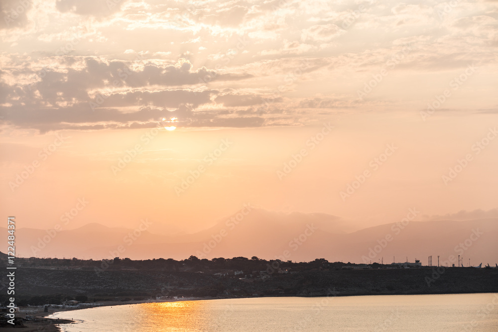 Wall mural Sunset in the Heraklion airport.