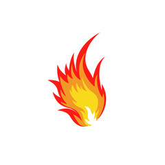 Isolated abstract red and orange color fire flame logo on white background. Campfire logotype. Spicy food symbol. Heat icon. Hot energy sign. Vector  illustration.