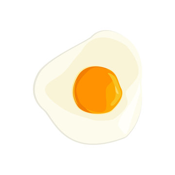 Fried egg isolated on white background. Vector illustration