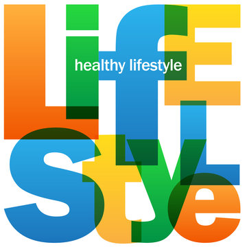 HEALTHY LIFESTYLE Vector Letters Collage