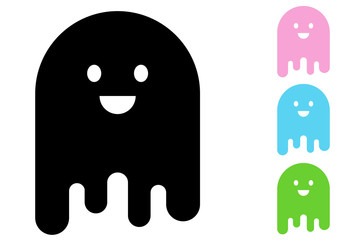 Icono plano fantasma sonriendo en varios colores