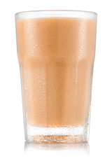 Banana, strawberry and pineaple smoothie in glass