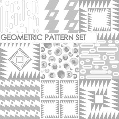 Seamless geometric patterns. Flat gray and white texture