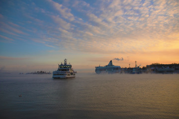 Winter harbor in Helsinki