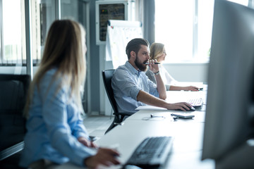 Concentrated on work